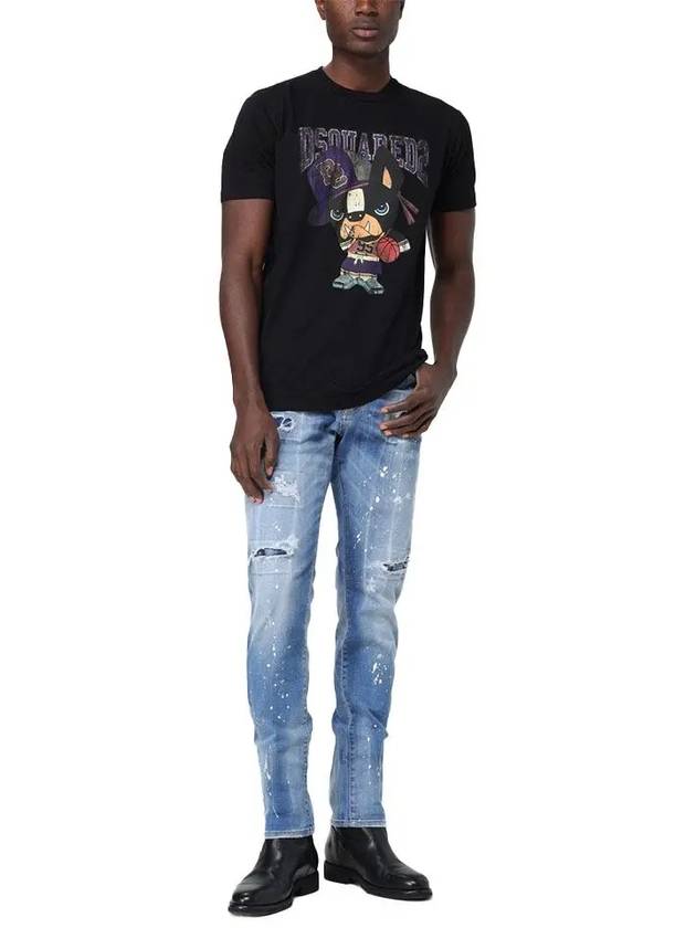 Paint Stretch Cotton Jeans Blue - DSQUARED2 - BALAAN 3