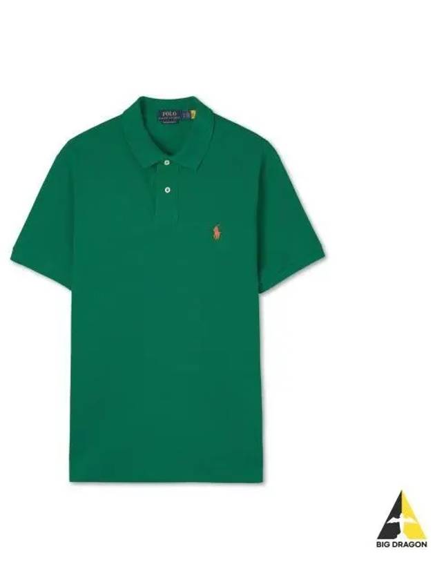 Custom Slim Fit Mesh Polo Shirt Green - POLO RALPH LAUREN - BALAAN 1