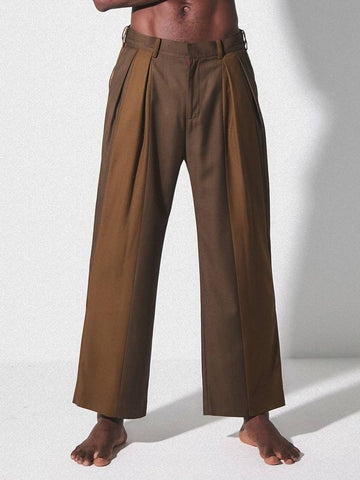 Raven Pintuck Double Pocket V2 Tail Straight Pants Brown - KAEISS - BALAAN 1