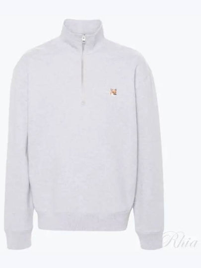 Fox Head Patch Half Zipper Sweatshirt Light Grey Melange - MAISON KITSUNE - BALAAN 2