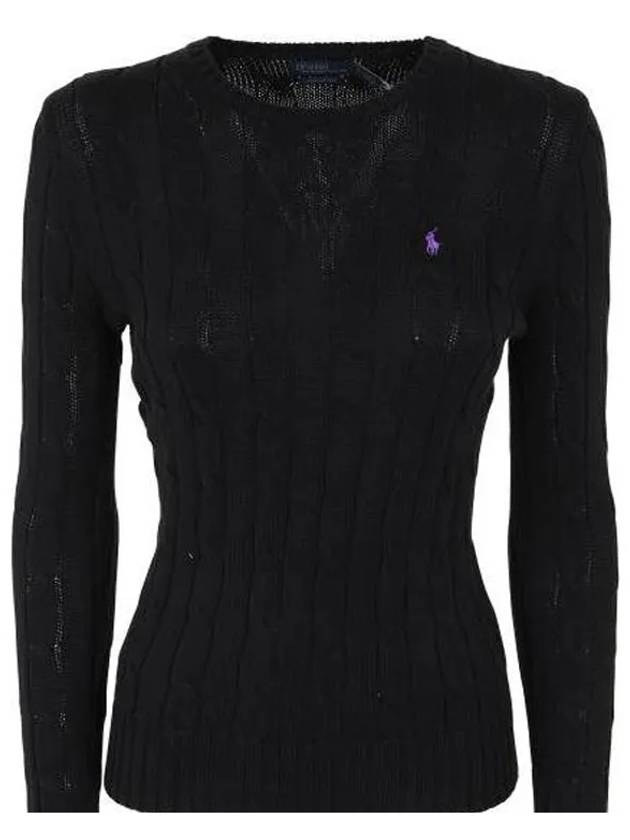 Embroidered Logo Pony Cable Knit Top Black - POLO RALPH LAUREN - BALAAN 2