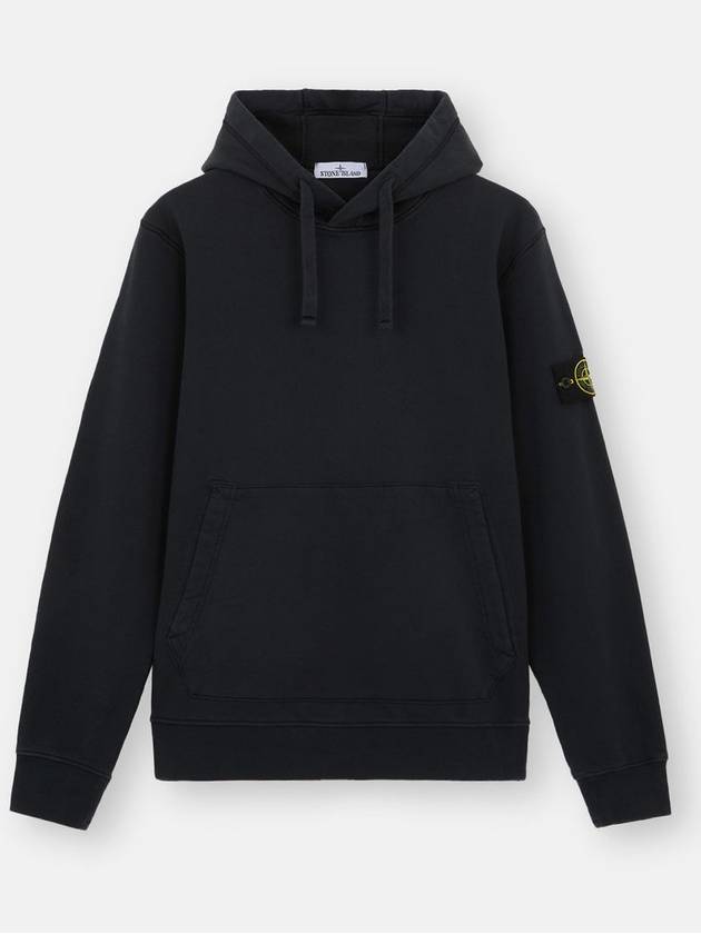 6100045 Organic Cotton Fleece Drawstring Hoodie Black - STONE ISLAND - BALAAN 2