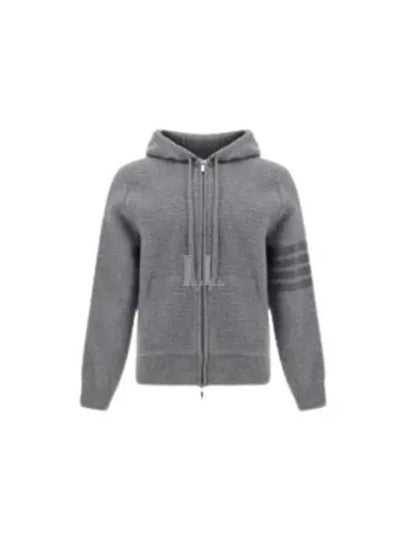 4 Bar Cashmere Lambswool Zip Up Hoodie Light Grey - THOM BROWNE - BALAAN 2