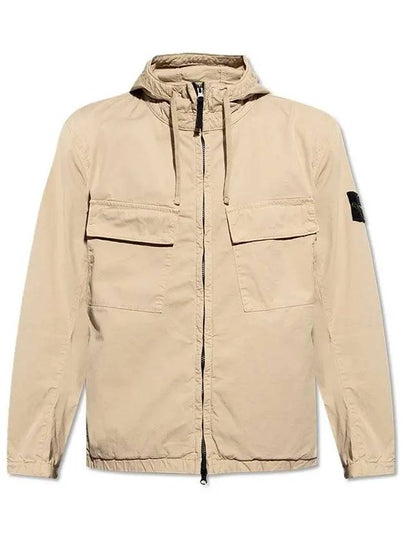 Cotton Twill Stretch Hooded Jacket Beige - STONE ISLAND - BALAAN 2