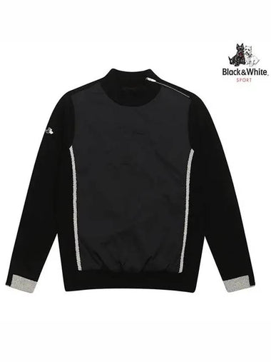 Women s windproof front woven patch half zip up pullover 2312LXKW BLACK - BLACK&WHITE - BALAAN 1