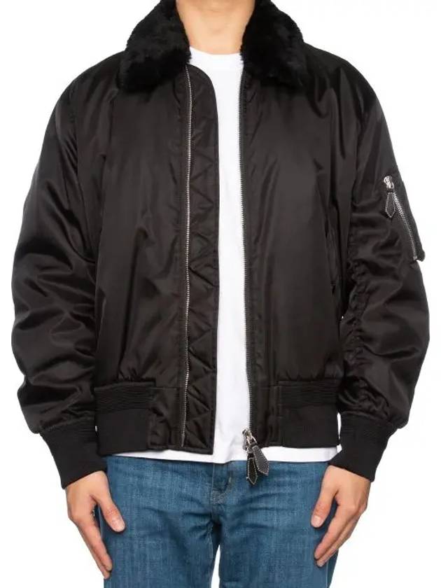 Detachable Shearling Collar Bomber Jacket Black - BURBERRY - BALAAN 3