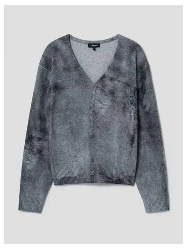 Women s Felt Wool Cashmere Print V neck Pullover Light Heather Gray Domestic Product GM0023112328282 - THEORY - BALAAN 1