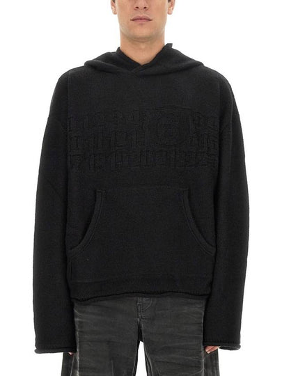 Number Zoom Logo Knit Virgin Wool Hoodie Black - MAISON MARGIELA - BALAAN 2