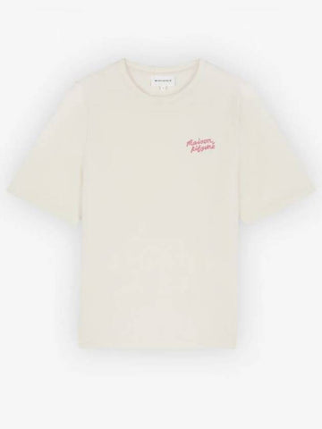 Handwriting Comfort Fit Short Sleeve T-Shirt Beige - MAISON KITSUNE - BALAAN 1