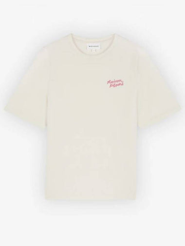 Handwriting Comfort Fit Short Sleeve T-Shirt Beige - MAISON KITSUNE - BALAAN 1