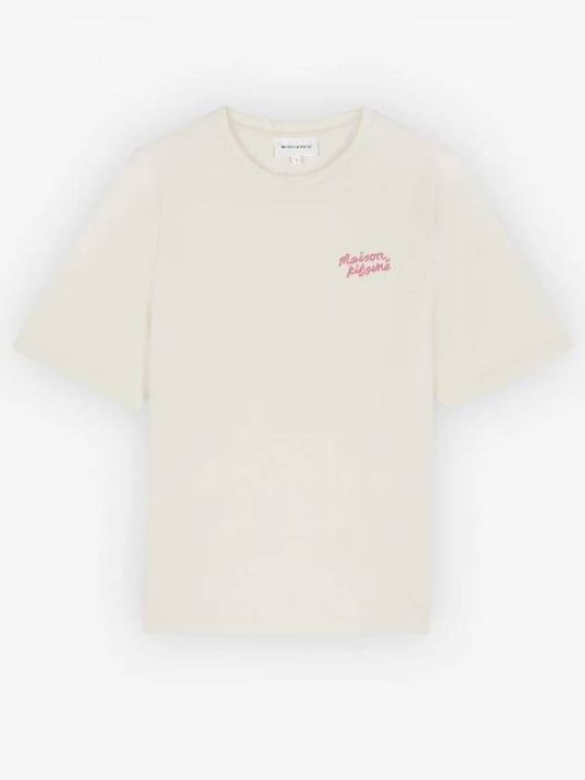 Handwriting Comfort Fit Short Sleeve T-Shirt Beige - MAISON KITSUNE - BALAAN 1