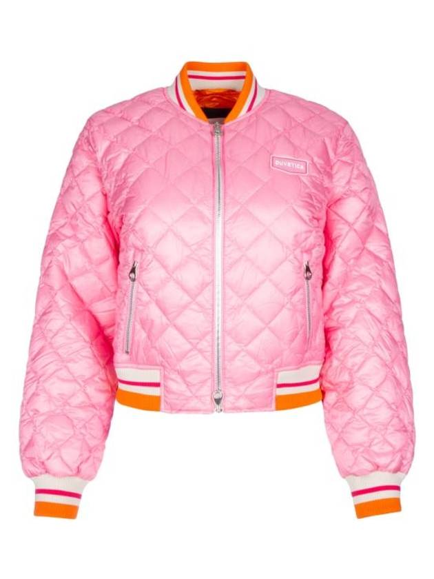 Skarya Diamond Quilted Bomber Jacket Pink - DUVETICA - BALAAN 1