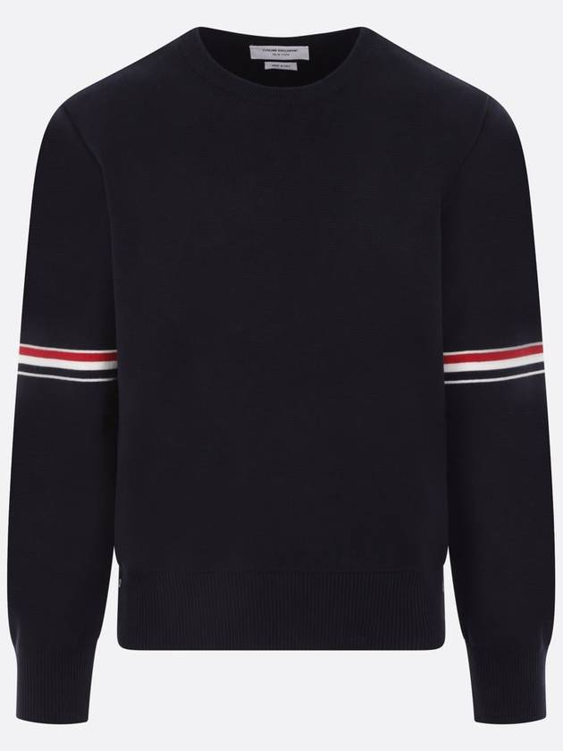 Men's Milan Stitch Armband Crew Neck Knit Top Navy - THOM BROWNE - BALAAN 2