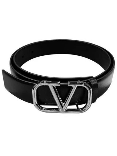 V logo signature buckle leather belt 35254871 270819 1100577 - VALENTINO - BALAAN 1