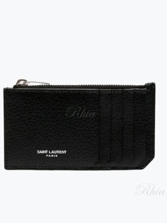 Paris Fragment Zippered Leather Card Wallet Black - SAINT LAURENT - BALAAN 2