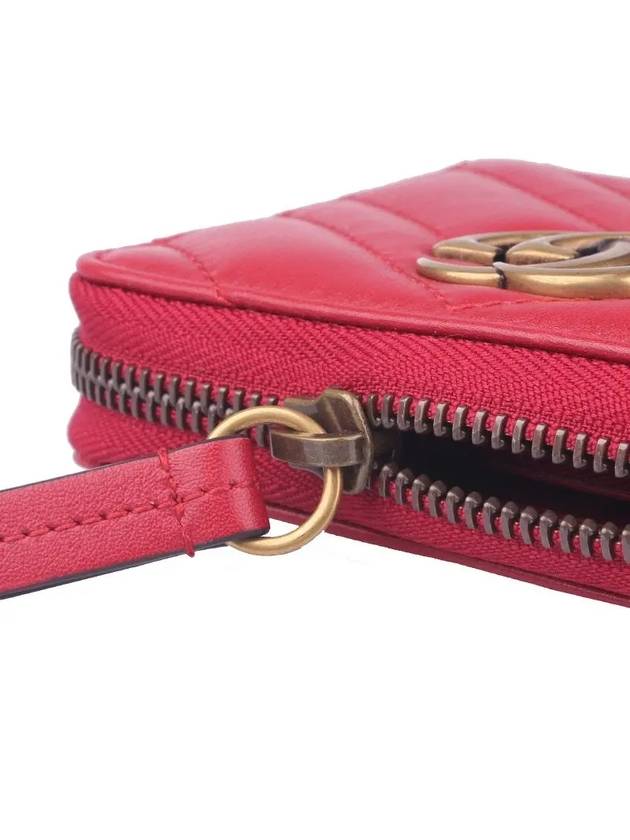 GG Marmont Matelasse Zipper Card Wallet Red - GUCCI - BALAAN.