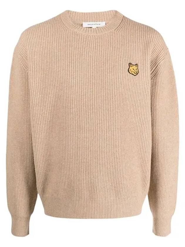 Bold Fox Head Patch Comfort Ribbed Knit Top Beige - MAISON KITSUNE - BALAAN 2