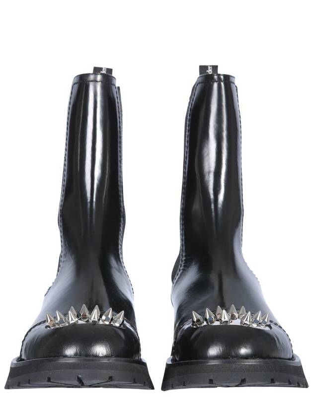 Men's Studded Toe Leather Chelsea Boots Black - ALEXANDER MCQUEEN - BALAAN 3