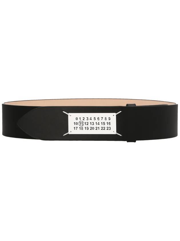 Number Logo Stitched Leather Belt Black - MAISON MARGIELA - BALAAN 1