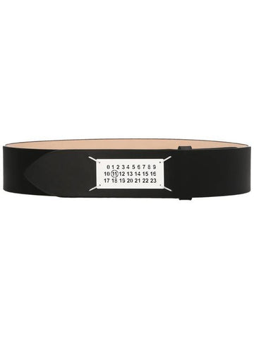 Number Logo Stitched Leather Belt Black - MAISON MARGIELA - BALAAN 1