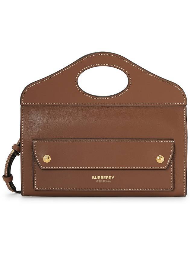 topstitched clutch bag brown - BURBERRY - BALAAN 1