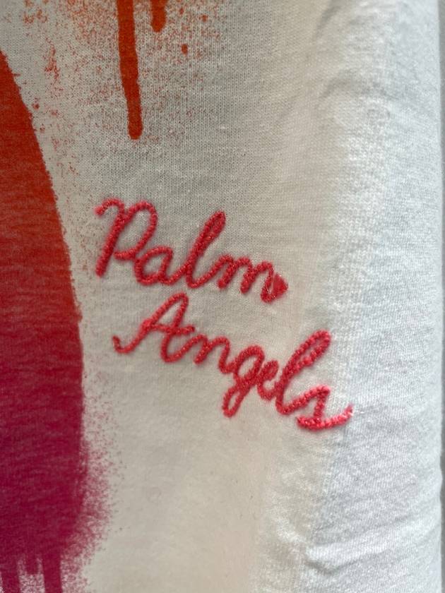 Palm Tree Printed Crewneck Classic Cotton Short Sleeve T-Shirt White - PALM ANGELS - BALAAN 10