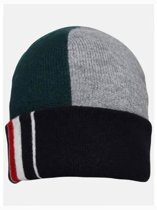 Funmix Side Stripe Merino Jersey Beanie Green - THOM BROWNE - BALAAN 2