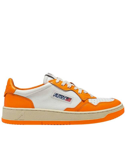 Men's Medalist Low Leather Sneakers Orange - AUTRY - BALAAN 2