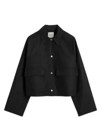 Double Pocket Crop Cotton Jacket Black - TOTEME - BALAAN 2