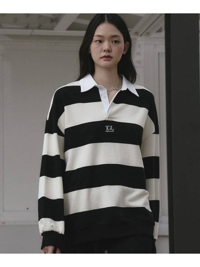 Striped Rugby Collar Sweatshirt Black - THE GREEN LAB - BALAAN 2