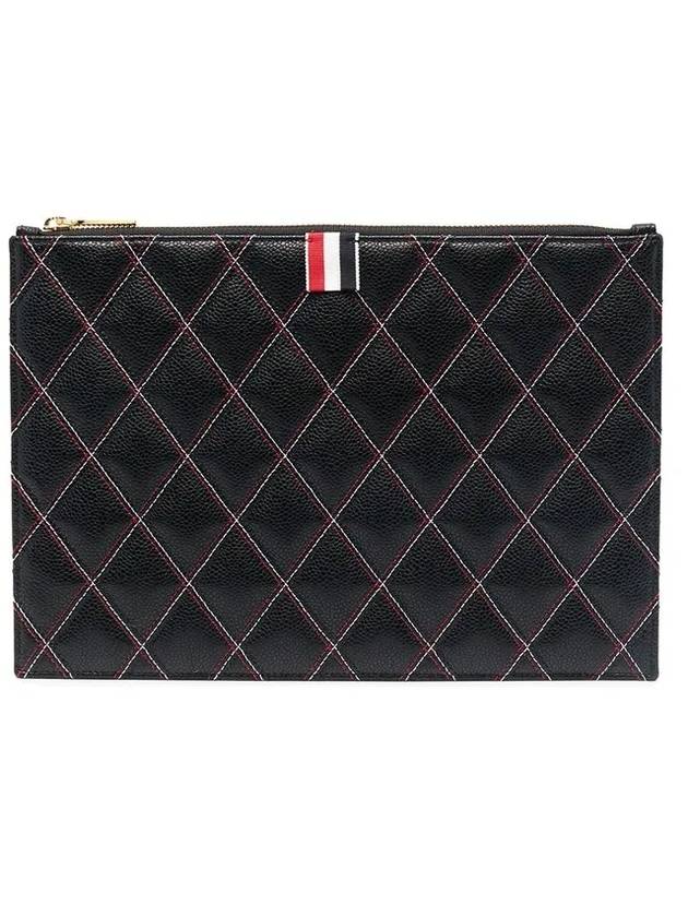 Caviar Quilted Document Small Clutch Bag Black - THOM BROWNE - BALAAN.