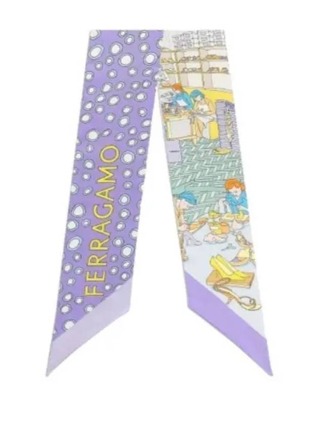 Atelier Print Mini Silk Scarf Lavender - SALVATORE FERRAGAMO - BALAAN 2