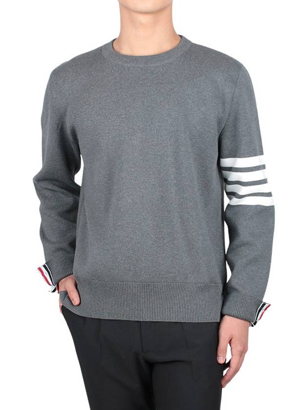 4 Bar Armband Milano Stitch Knit Top Mid Grey - THOM BROWNE - BALAAN 3