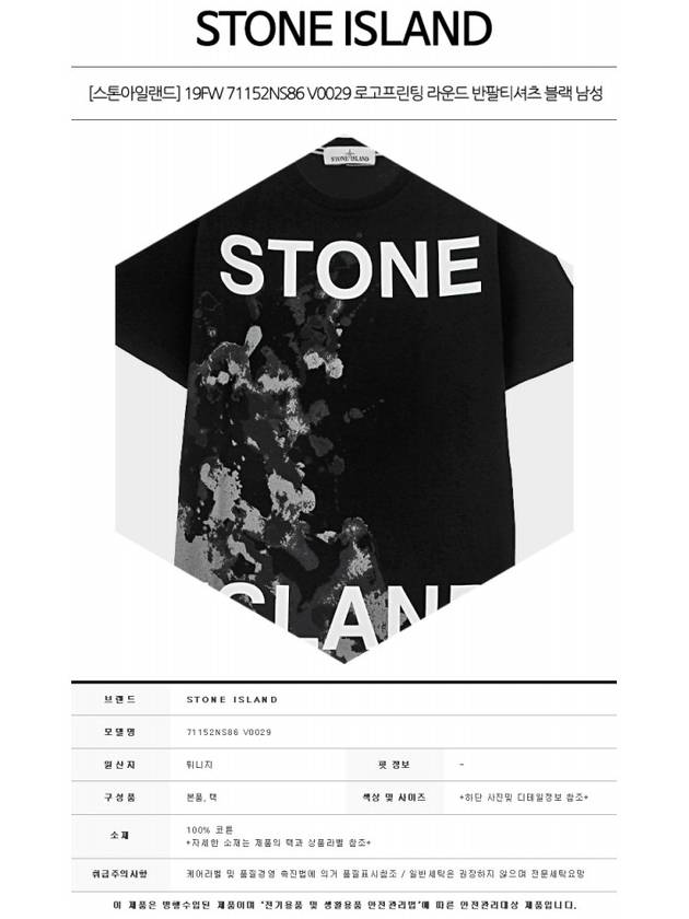 11th Anniversary Signature Logo Short Sleeve T-Shirt Black - STONE ISLAND - BALAAN 3