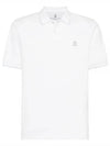 Embroidered Logo Cotton Short Sleeve Polo Shirt White - BRUNELLO CUCINELLI - BALAAN 2