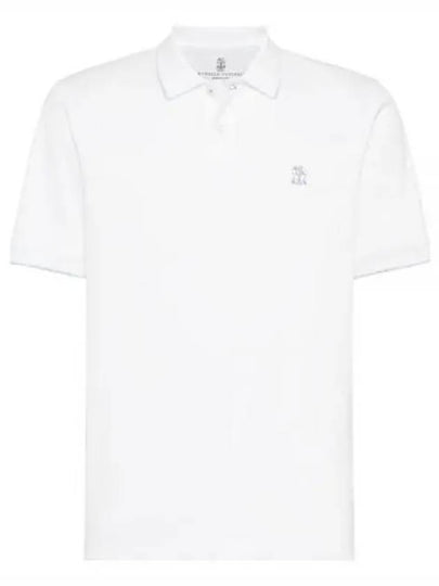 Embroidered Logo Cotton Short Sleeve Polo Shirt White - BRUNELLO CUCINELLI - BALAAN 2