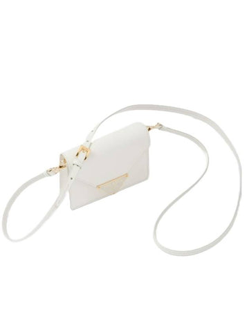 Shoulder Strap Saffiano Leather Card Wallet White - PRADA - BALAAN 1