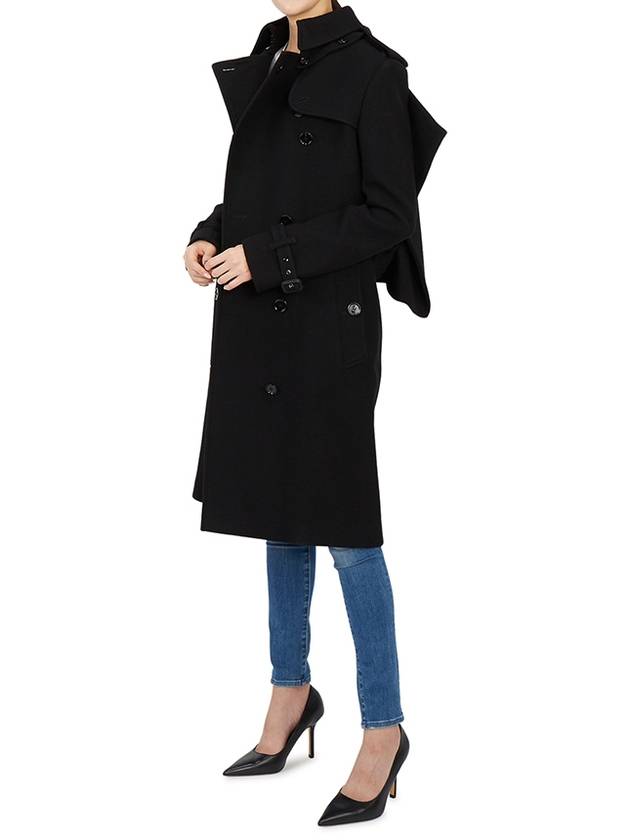 Women's Panel Detail Cashmere Wool Blend Trench Coat Black - BURBERRY - BALAAN 10