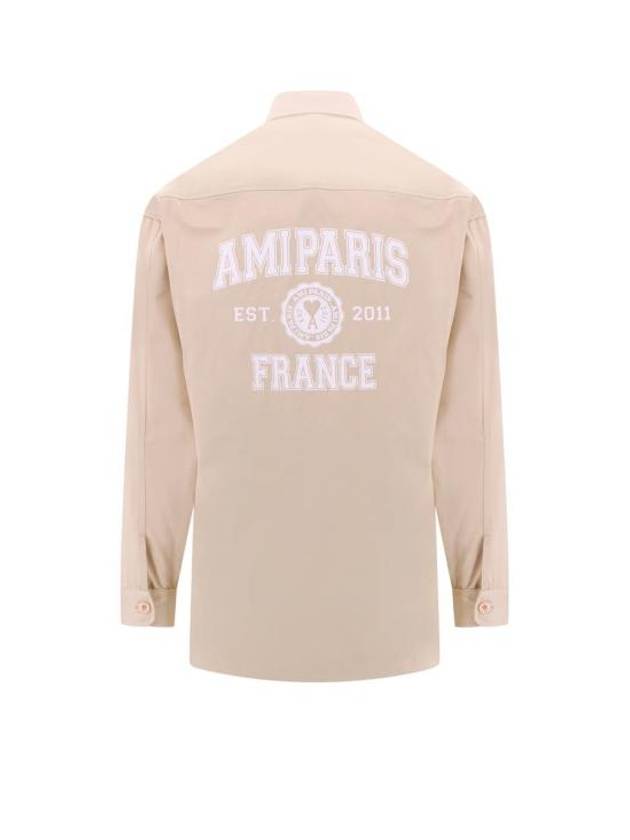 Back Logo Long Sleeve Shirt Beige - AMI - BALAAN 3