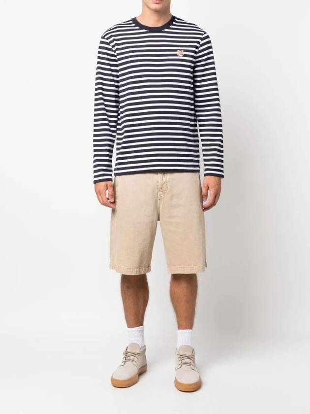 Fox Head Patch Regular Marin Long Sleeve T Shirt Navy Stripes - MAISON KITSUNE - BALAAN 3