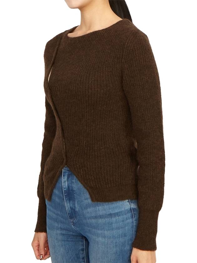 La Maille Pau Asymmetric Cardigan Dark Brown - JACQUEMUS - BALAAN 5