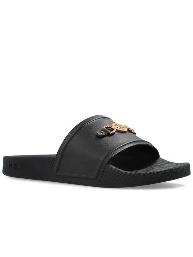 Versace Slides With Logo, Men's, Black - VERSACE - BALAAN 4