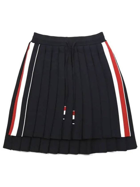 side three-color striped dropback mini pleated skirt navy - THOM BROWNE - BALAAN 1