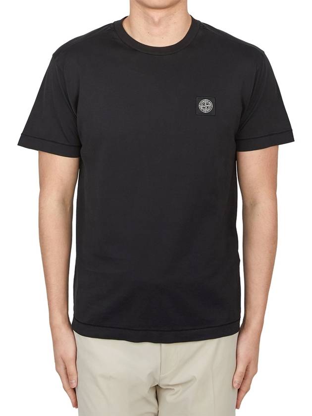 Logo Patch Short Sleeve T-Shirt Black - STONE ISLAND - BALAAN 2