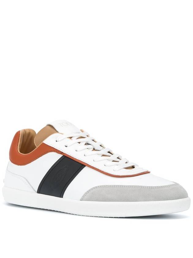 Logo Panel Tab Leather Low-Top Sneakers White - TOD'S - BALAAN 3