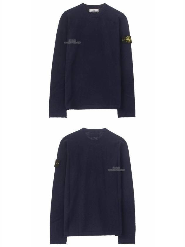 Men's Wappen Patch Round Neck Knit Top Navy - STONE ISLAND - BALAAN 6