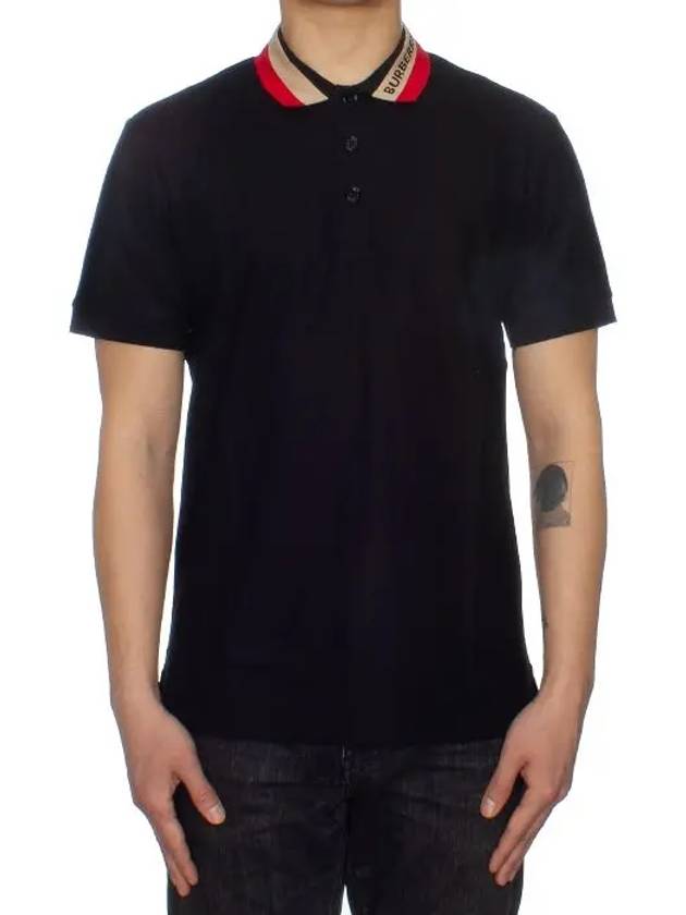 Logo Stripe Short Sleeve Polo Shirt Black - BURBERRY - BALAAN 2