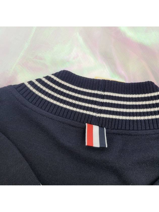 Loop Milano V Neck Wool Knit Top Navy - THOM BROWNE - BALAAN 6