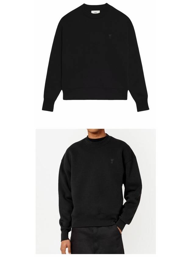 Heart Logo Tone On Tone Sweatshirt Black - AMI - BALAAN 5