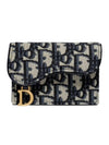 Saddle Flap Card Holder Blue  Oblique Jacquard - DIOR - BALAAN 2